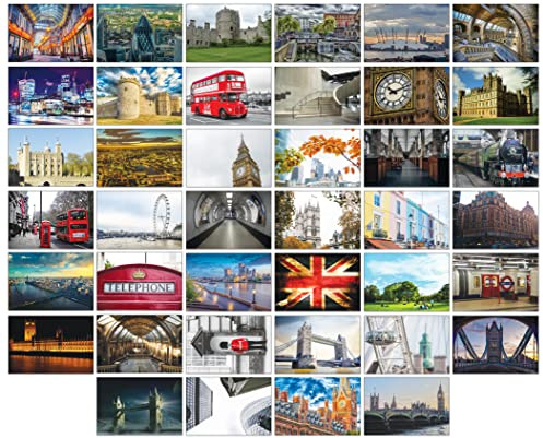 40 postales de Londres, 40 diseños diferentes impresos en tarjeta gruesa brillante