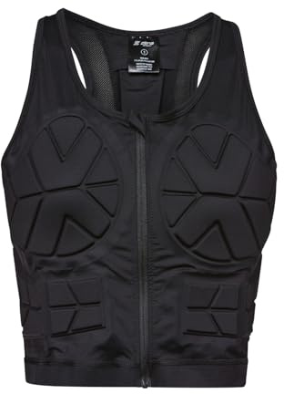 Zena Sport - Adult Chest Protector Vest for Women - Front Zip Padded Compression Vest - For Contact Sports, Lacrosse, Softball, Football, Basketball & More - Breast & Rib Protection - Black - Large