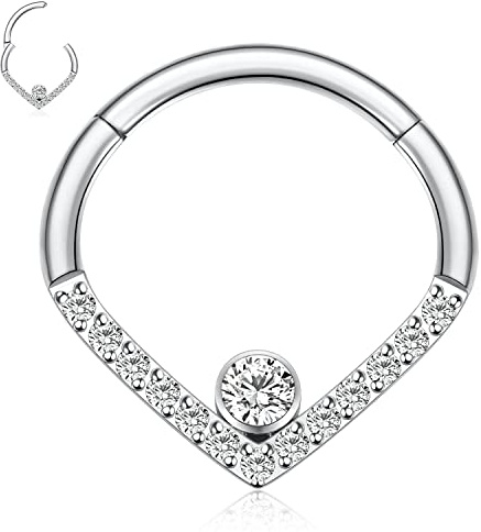 hengkaixuan 16G Teardrop Septum Clicker Ring Daith Schmuck Septum Ring Nasenringe 316L Chirurgischer Stahl Klappsegment Knorpel Ohrringe Creus Tragus Helix Turm Muschel Piercing Schmuck