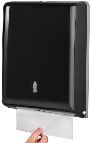 Kordory Paper Towel Dispenser Wall Mount Multifold/Trifold/C Fold Towels Dispenser Commercial Toilet Hand Paper Holder 500 for Bathroom, Restroom, Office or Kitchen - Black
