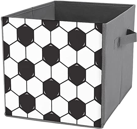 AOOEDM Contenedores de almacenamiento de cubos plegables con textura de fútbol, caja de juguetes de tela/cofre/organizador para niños, cubos de almacenamiento plegables, cubos de almacenamiento