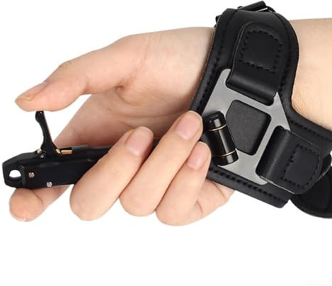 DAZZLEEX Aides à la libération de l'étrier d'arc composé, réglable en Cuir pour la Chasse au tir à l'arc, Fermeture Automatique, Distributeur de dragonne (Noir)