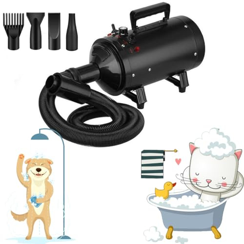 Sèche-Cheveux Silencieux pour Chien, Pulseur Chien 2800W Vitesse Continue, 2 Température: 35°c et 65°c, Sèche-Cheveux Animaux de Compagnie pour Chien/Chat et Autres