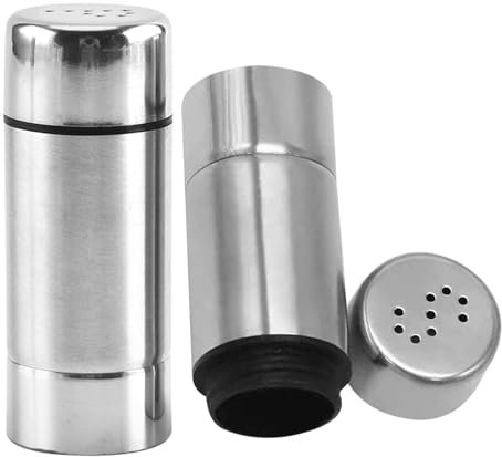 2 saleros y pimenteros,Pimienta de acero inoxidable Juego de agitadores de pimienta, pequeño Pepper Shakers,Chef Dosificador de sal,Botella de cristal de especias,Set de pimienta rellenable,Juego de