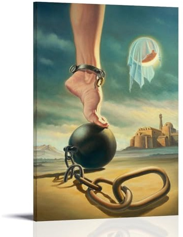 Salvador Dali Malerwerk (Eisenkette) Poster Wandkunst Bild Gemälde Leinwanddrucke Kunstwerke Schlafzimmer Wohnzimmer Dekor 60 x 90 cm