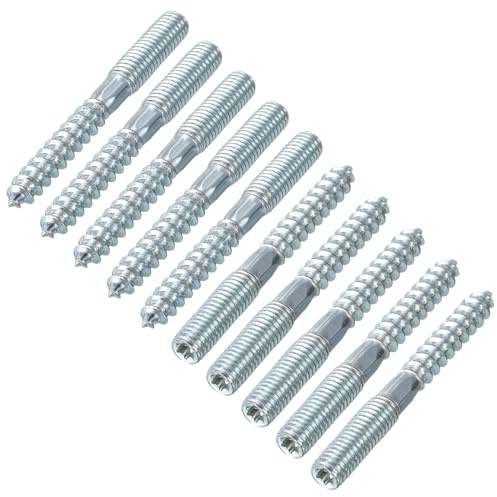 sourcing map M8 Stockschrauben, Länge 70 mm, Doppelkopfschrauben, selbstschneidende Schraube, 8 mm, Holzgelenk, Möbelbeine, 16 Stück