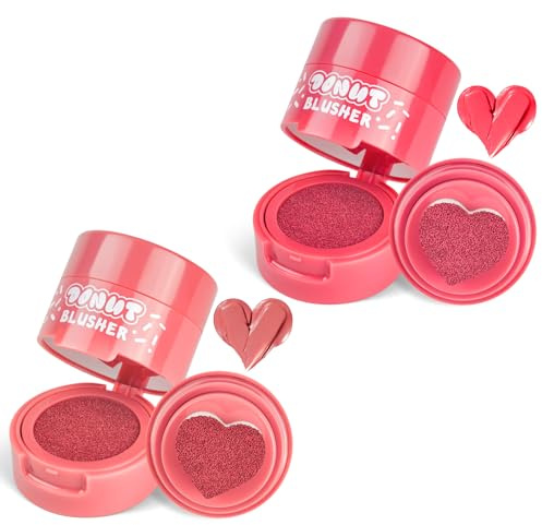 Luftkissen Blush, 2PC Mattes Leichtes und Atmungsaktives rouge, Waterproof Langanhaltendes cream blush Für Augen, Lippen & Wangen, Natürliches Aussehen Long-Wearing Face Make Up für Frauen (02+05)