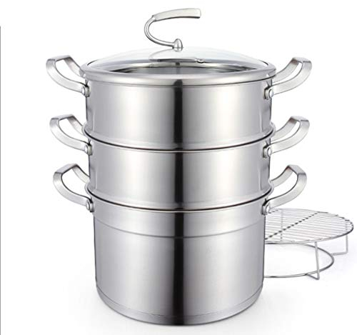 ANSNOW Olla de Sopa 304 Vaporera de Acero Inoxidable Pequeña Vaporera Espesada de Doble Fondo para el Hogar, Fideos de Avena, 2 Ollas de Gas de Dos Capas Universales