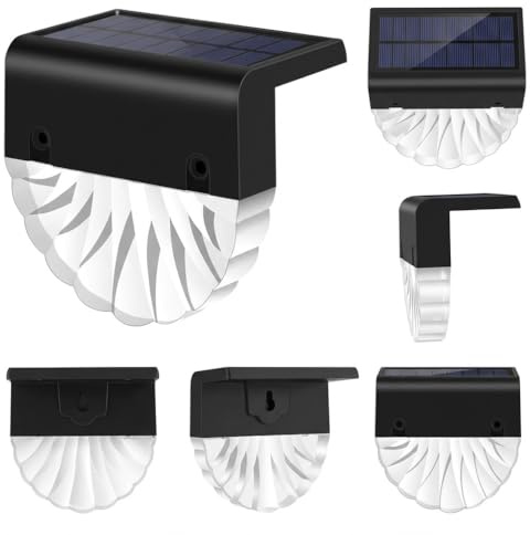 Moman 6 Pack Solar Garden Lights, IP55 Waterproof Color Changing, Warm White & RGB Outdoor Fence Lights, for Steps, Stairs, Yard Pathway Decor (SFL1 Shells)