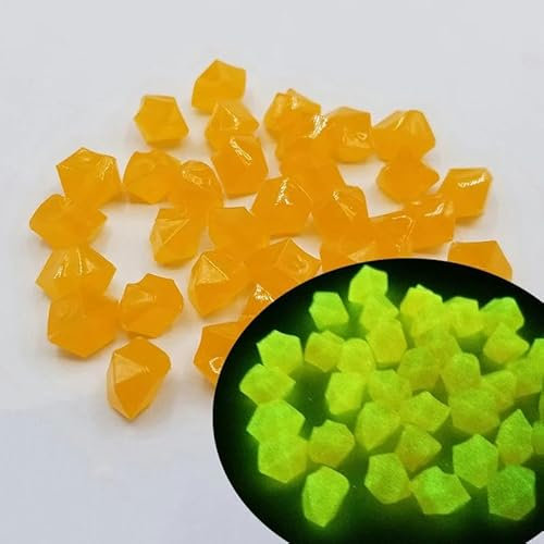 300 Stück leuchtende Kieselsteine, Gartenornamente, Steine, die im Dunkeln leuchten, für Gehwege, Aquarium-Dekorationen, 300 Stück, Orange/Gelb