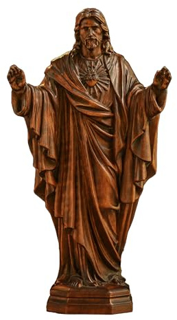 BGCOPPER Heiliges Herz Jesu aus Holz, katholische Heimdekoration, 30,5 cm | Jesus-Figuren, handgefertigt, Buchenholz, christliches Geschenk