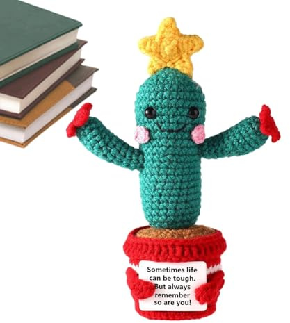 Cactus con Animales De Ganchillo Positivos, Cactus De Ganchillo Positivo,Muñeca De Ganchillo | Muñeca De Estímulo Tejida, Estrella De Apoyo Emocional De Ganchillo con