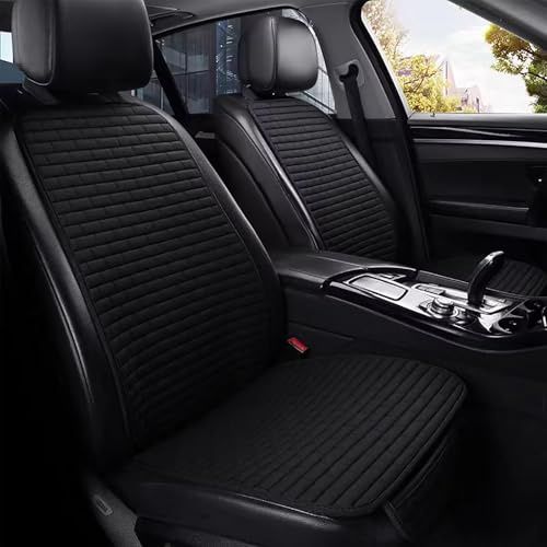QLEQMZTV Auto Sitzbezüge Sets Für FIAT 500 500C 500e 500L 500X 600, Allwetter Autositzkissen Komplettset Leinen Sitzauflagen Bequemer Atmungsaktiv Schonbezüge Innenraum Zubehör,B/Black