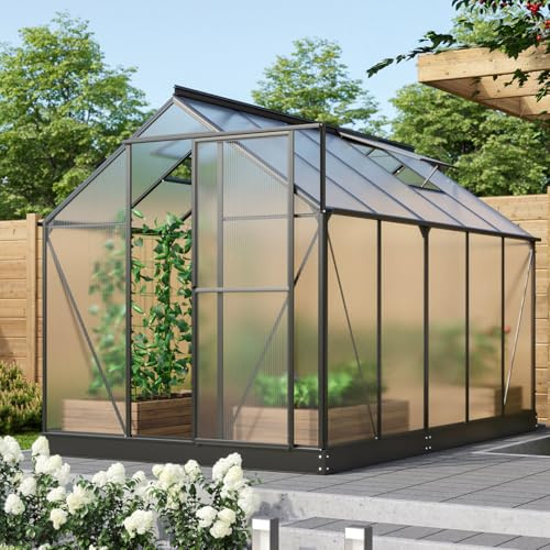 Vitavia Gewächshaus Triton 6200 inkl. Stahlfundament, schwarz, 6,2 m², 4 mm HKP | Wetterfestes & stabiles Treibhaus | Perfekt für Gemüse & Pflanzen | Robust & langlebig