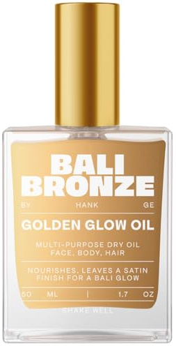 BALI BRONZE Golden Glow Oil – kropps- & hårolja med guldpartiklar – närande torr olja med kokos-, solros- och ricinolja – glow för hud och hår – 50 ml