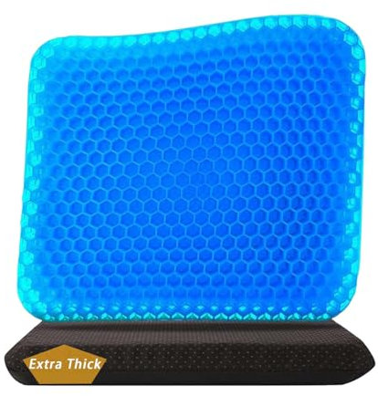 Rewoalzx 2025 Upgraded Cooling Gel Seat Cushion 50x50x5cm - Extra Thick Honeycomb Blue Cushion for Back Pain Relief, Breathable & Machine Washable - Office, Car, Wheelchair