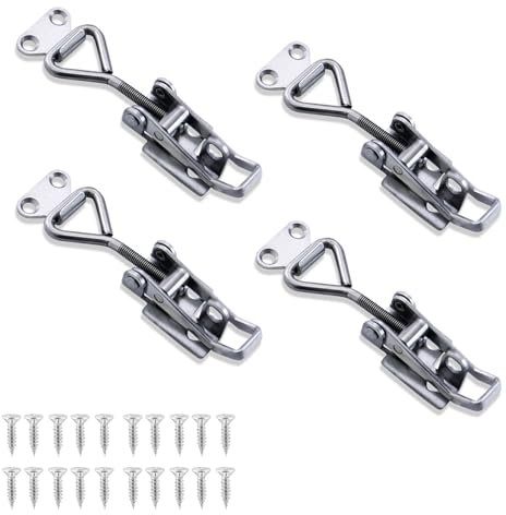 4 Pezzi Chiusura a Leva Regolabile in Acciaio, Morsetto a Levetta Rapido Morsetti a Ginocchiera Toggle Morsetto Piccola con Vite di Montaggio per Scatole, Armadietti, Cassetti, Porte e Finestre