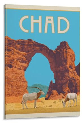Vintage-Tourismus-Poster, Tschad, Afrika-Poster, coole Kunstwerke, Malerei, Wandkunst, Leinwanddrucke, hängende Bilder, Poster, 20 x 30 cm