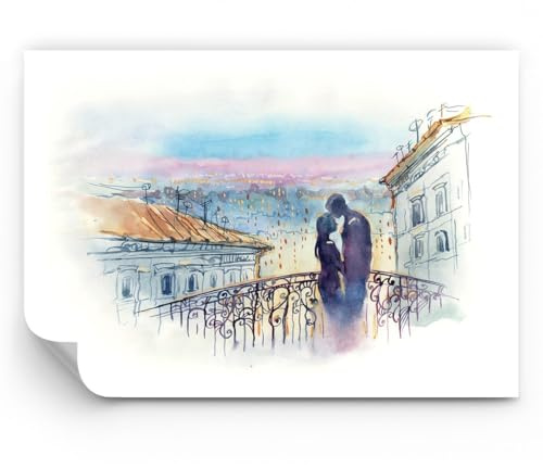 ARTTOR Papier Peint Panoramique Standard - Couple Amour Ville Pont - 500x350 cm - Revêtement mural décoration Moderne Décoration Wallpaper Tableaux Muraux Photo Salon Chambre - WF1AA500x350-2998