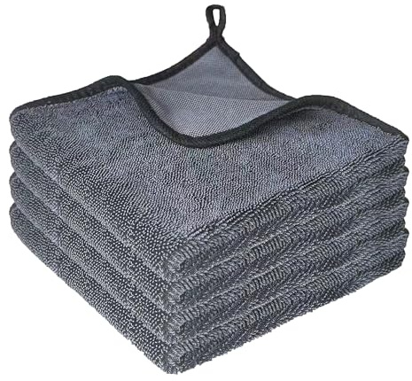 CZandCZ 4X Mikrofasertücher 40x40cm,Trockentuch Dusche, Fensterputztücher,Poliertuch,Fast Dry Microfaser Putztuch für Badezimmer, Auto, Fenster, Spiegel, 600GSM