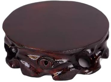 Soucoupes en bois massif avec base en pierre unique – Plateau rond surélevé pour pots de fleurs, décoration en pierre de jade, parfait pour les plantes d'intérieur et d'extérieur (M)