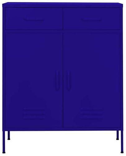 Eleganz Lagerschrank Marineblau 80x35x101,5 cm Stahl - Stabile Aufbewahrung für Wohnzimmer, Büro oder Garage - Robuster Stahlschrank mit großzügigem Stauraum