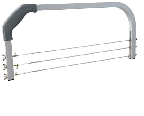 EffiFish Verstellbarer Aluminium-Kuchen-Nivellierer, Schichtschneider, mit Messanleitung, 3 Klingen, Edelstahl-Säge, für mehrschichtige Kuchen