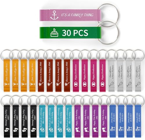 ENOMY 50PC Personalised Custom Bottle Opener Keyring Engraved Text & Logo Customized Beer Bottle Opener for Bar Party Wedding Birthday Christmas Favours Gift