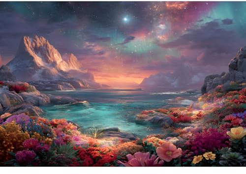 Yunlus Jigsaw Puzzles for Adults 1000 Pieces Impossible Hard Difficult Challenging Puzzles for Teens Mountain-Sea Ocean Flowers Galaxy Night Landscape Jigsaw Puzzle 1000 Pieces 28 x 20 inch