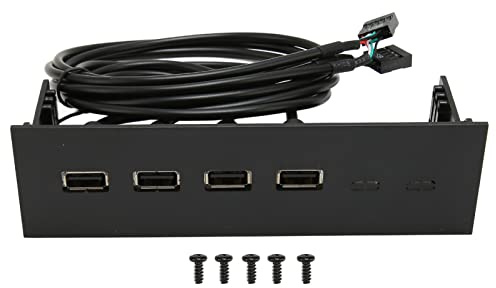 USB 2.0-Hub, Frontplatte, 5,25 Zoll, Multi-Port-Erweiterung mit robuster Metallkonstruktion für Desktop-PC-Gehäuse, Floppy-Laufwerk-Platzkonvertierung, 4 USB-Ports, ABS-Material