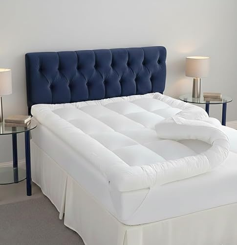 INZI TEXTILE Small Double Mattress Topper – Extra Deep 10 cm thick Mattress Topper Small Double Bed | Ultra Soft Box Quilted Firm Bed Toppers | Breathable
