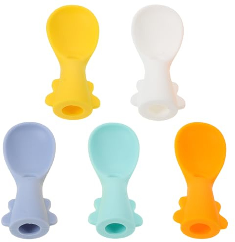 CONGARTENO 5 Pezzi Cucchiai per Sacchetti Alimenti Bimbi con Custodia Portatile Anti-goccia e Organizzazione Separata per Pappa Omogeneizzata Accessori Pappa Infantile Compatti e Facili da