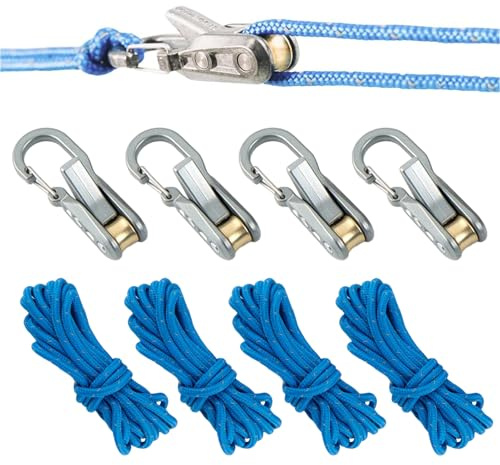 Tendicorda a Rullo con Blocco a Camma – Strumento di Serraggio per Corde e Paracord con Moschettone – Regolatore Rapido di Corde per Campeggio all'Aperto, Escursionismo, Barca e Uso Stazionario (8