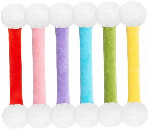 Faroby Qtip-Katzenspielzeug, 6 Stück, selbstspielendes Katzen-Qtip-Spielzeug, Flanell-Kauspielzeug mit natürlicher Katzenminze für Kätzchen und kleine Hunde, Q-Tip