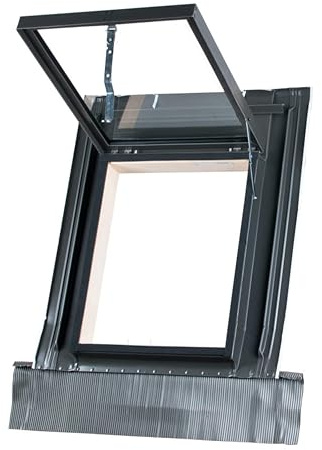 Fenêtre de Toit/Lucarne de Sortie de Toit 45 x 55 cm – Double Vitrage & Cadre en Pin Imprégné – RAL 7016