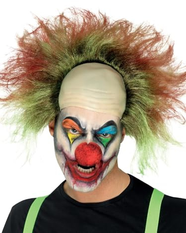 Smiffys Böser-Clown-Perücke, Grün, mit Blutspritzern