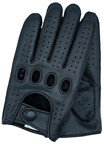 Riparo Motorsports Rückseitig genähte Hirschlederhandschuhe mit Touchscreen-genähten Lederhandschuhen für Männer Groß Schwarz