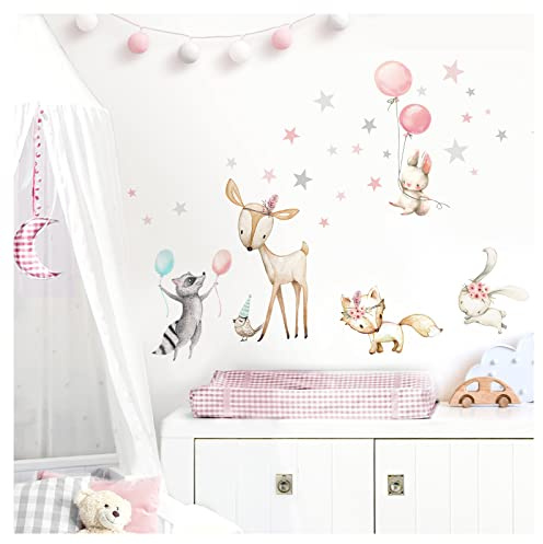 Little Deco Wandsticker Wandaufkleber Wandtattoo Kinderzimmer Mädchen Waldtiere I Wandbild 171 x 104 cm (BxH) I Spielzimmer Wanddeko Babyzimmer Kleinbild DL644