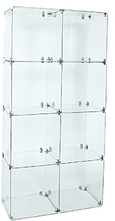 Glassteckvitrine „Hoch“ Glasregal Vitrine 8 Fächer á 30x30cm o. 40x40cm Sicherheitsglas Verkaufsvitrine Ausstellungsvitrine Messevitrine Verkaufsregal Fächervitrine Schaufenstervitrine (40 x 40 cm)