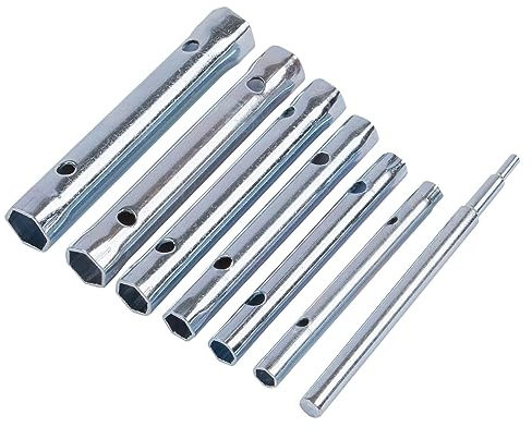 bstar 6pc Carbon Steel Metric Box Spanner & Tommy Bar Set - Ratchet MM Ring Socket Wrench Plumbing Nut Spanners - by Blackspur