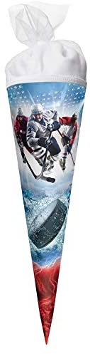 ROTH Geschenk-Schultüte klein Eishockey 50 cm - rund Tüllverschluss - Zuckertüte Schulanfang