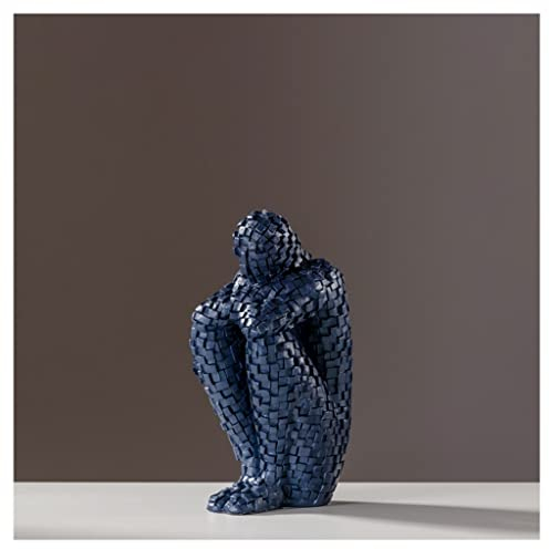 DUNAKE Wohnzimmer Deko Figuren, Harzstatue Denker, Moderne Mosaik-Stil Abstrakte Figur Skulpturen Sammlerfiguren Home Office Decor, TV-Ständer-Dekor Für Schlafzimmer-Desktop (Color : Style1 Blue)