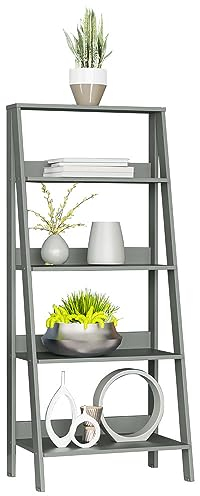 Madesa Bücherregal für Bücher und Dekorationen für Wohnzimmer, Büro, Arbeitszimmer und Schlafzimmer, 135 x 38 x 61 cm, aus Holz - Grau