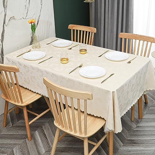 XQSSB Tischdekoration Eckig Wasserdicht Tischtuch Anti heiß Tischwäsche Pflegeleicht Garten Zimmer Tischdekoration beige A 110 × 160 cm