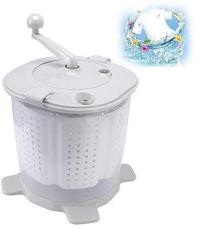 Tragbare handbetriebene manuelle Waschmaschine, Mini-Waschmaschine mit Handkurbel, nicht elektrische Handwaschmaschine, kompakter Schleudertrockner mit abnehmbarem Dörrkorb for Zuhause, Schlafsaal, Ca