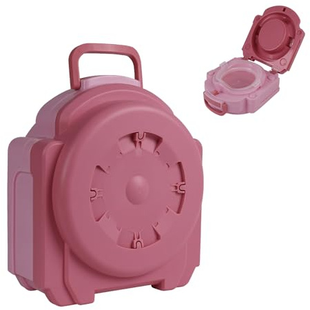 Travel Potty for Toddlers, Portable Toddler Potty Toilet Seat, Pink | Lightweight Foldable Potty with Handle, Leak-resistant Lid and Splash Guard for Car Trips, Camping, Outings and Home Use