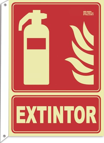 IberNorma FPB701 Señal Extintor tipo Banderola 21x30cm Clase B D≤10m PVC Luminiscente Homologada nueva UNE 23034:2023 y RIPCI (Clase B)