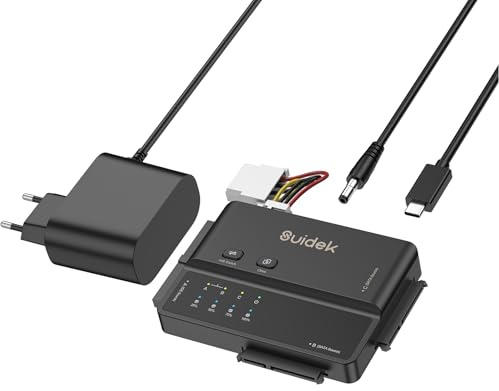 IDE to USB Adapter, Hard Drive Reader with Offline Clone Function, SATA Adapter, Type-C 5Gbps External Hard Drive Reader Converter for 2.5/3.5 SATA HDDs SSDs and 3.5 IDE HDDs
