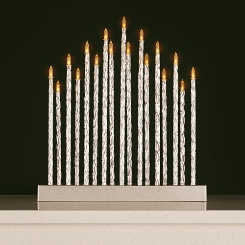 Marco Paul Silver Christmas Candle Bridge - 17 Warm White LED Lights Battery Operated Candle Arch - Elegant Indoor Christmas Decorations, Window Candle Lights & Festive Mantelpiece Display