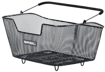 Basil Base M Multi System - Cesta para Bicicleta, Color Negro, multisistema NX, Compatible con MIK, Racktime y Todas Las Placas portaequipajes, Resistente a la Intemperie y Resistente, Ideal para